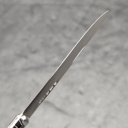 1890 British Antique White Pearl Shell Handle Pure Silver Blade Folding Pen Knife